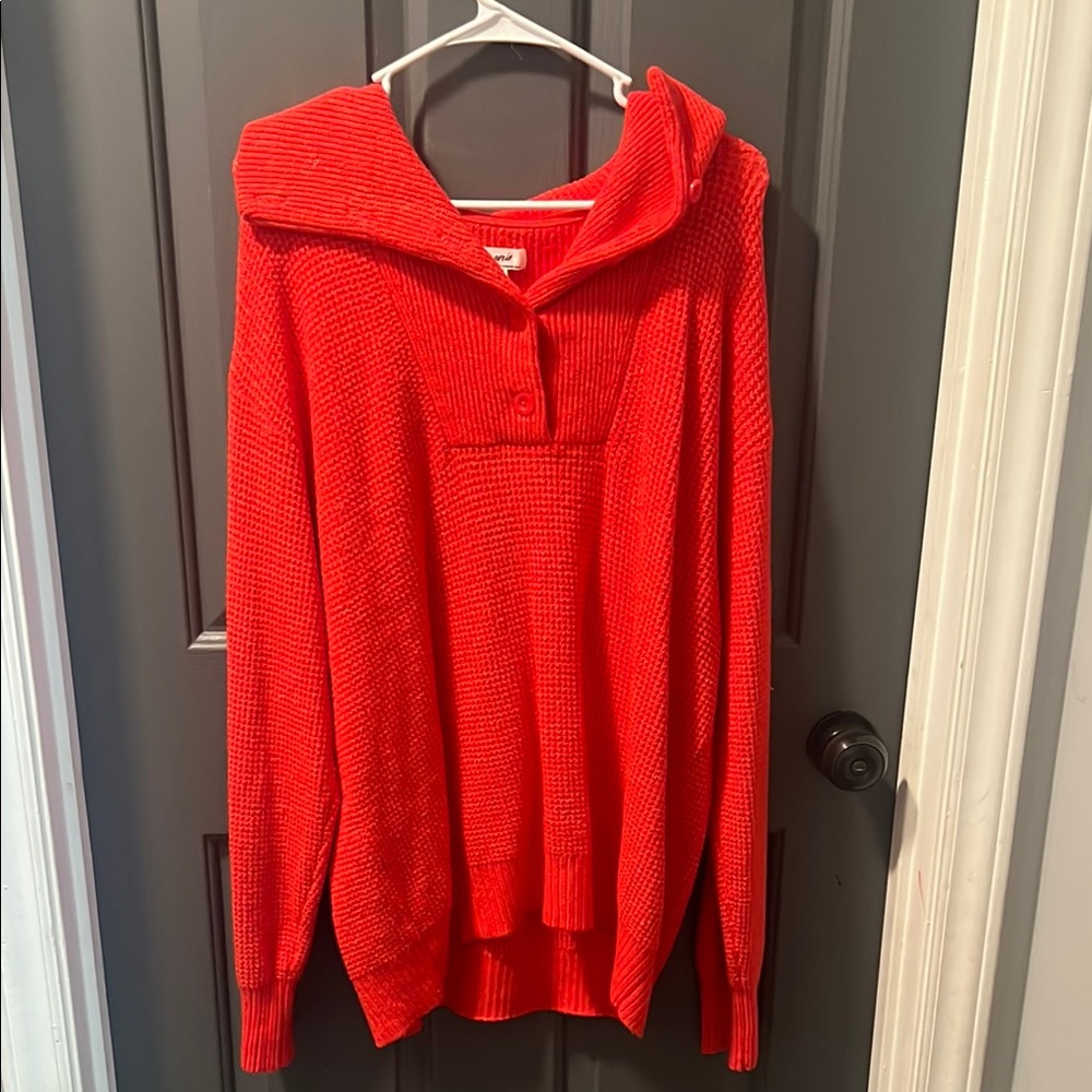 Aerie Red Cowl Neck Sweater with Turtleneck Style